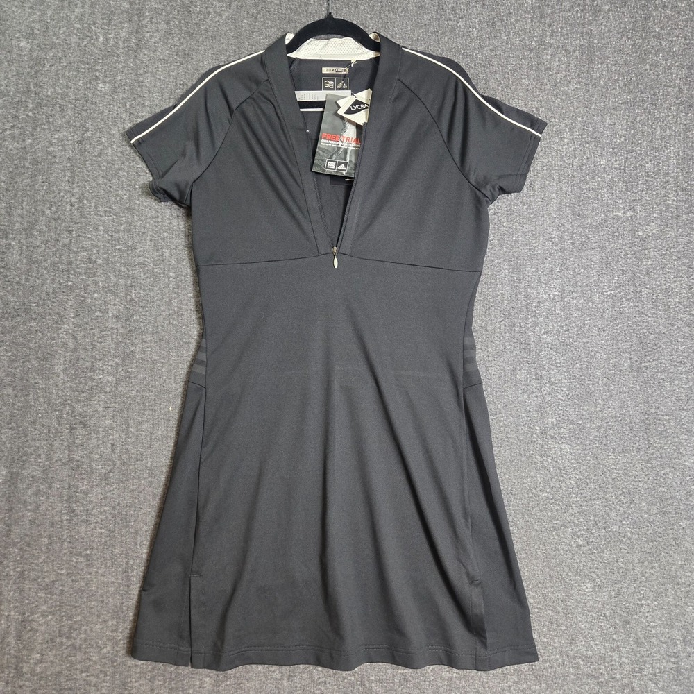 Women's Climacool 1/4 Zip V Neck Dress Short Sleeve Black Sz 8 Tennis Pickleball